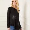 Embellished Asymmetric Top -Karen Kane Store karenkane 2024 winter 4L13033 BLK 00