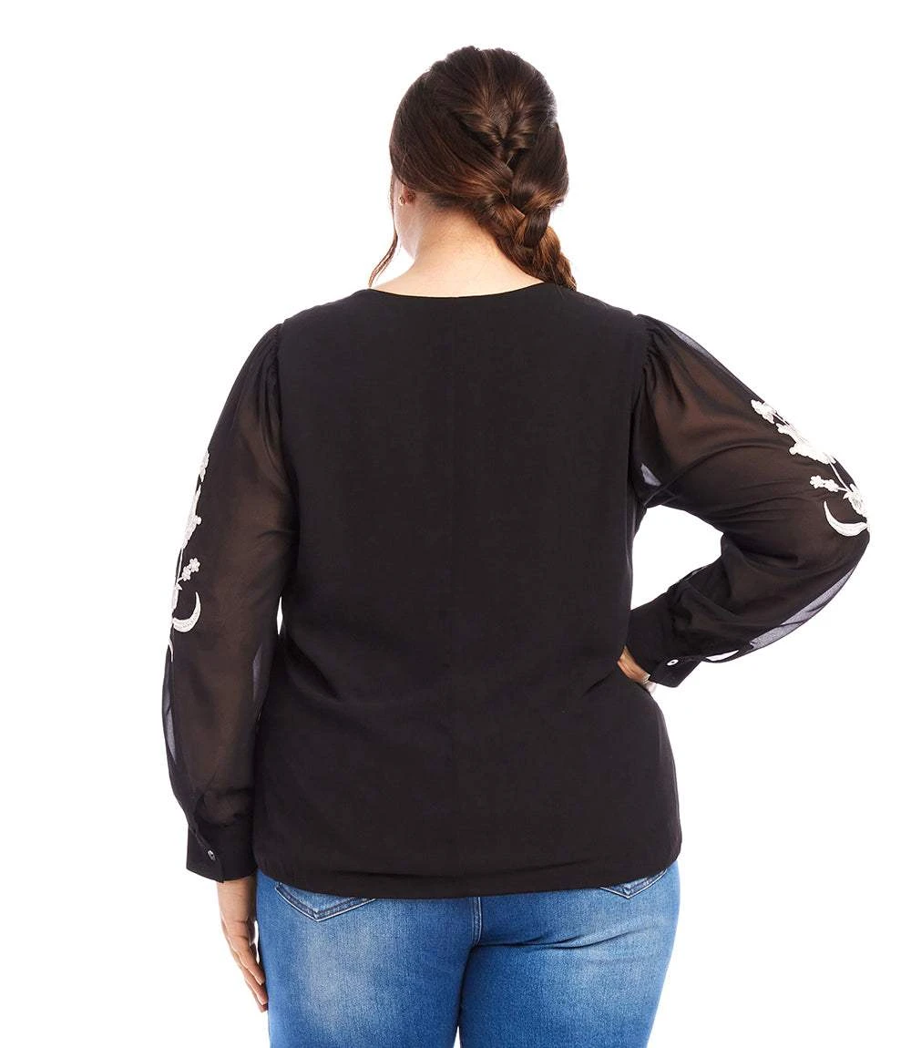 Plus Size Embellished Blouson Top 5 Plus Size Embellished Blouson Top - Image 3