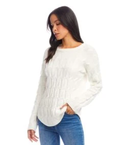 Cable Shirttail Sweater -Karen Kane Store karenkane 2024 winter 4L89839 IVO 00 2