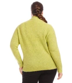 Plus Size Mock Neck Boucle Sweater -Karen Kane Store karenkane 2024 winter 4L89854W MOS 00 3
