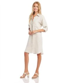 Linen Shirtdress -Karen Kane Store karenkane 2025 spring L01553P OAT 004