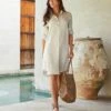 Linen Shirtdress -Karen Kane Store karenkane 2025 spring L01553 OAT 000 1