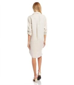 Petite Size Linen Shirtdress -Karen Kane Store karenkane 2025 spring L01553 OAT 005 1973bf1e eb60 4a10 979f 959a0f152ab3