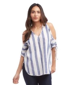 Cold Shoulder Tie Sleeve Top 10 Cold Shoulder Tie Sleeve Top -Karen Kane Store stripe 4 zoom c51659e5 8d79 4ee1 8f9b 67356554e767